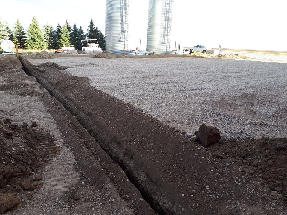 Trenching Electrical Access for Aeration Bins